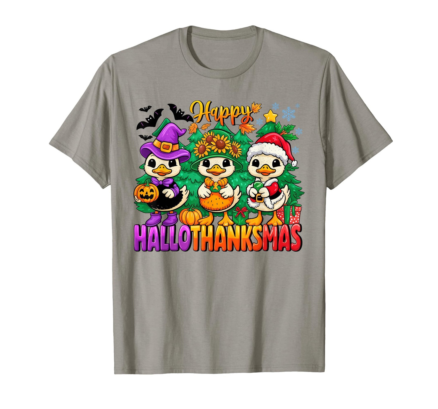 Gooses Halloween Thanksgiving Christmas Happy HalloThanksMas T-Shirt