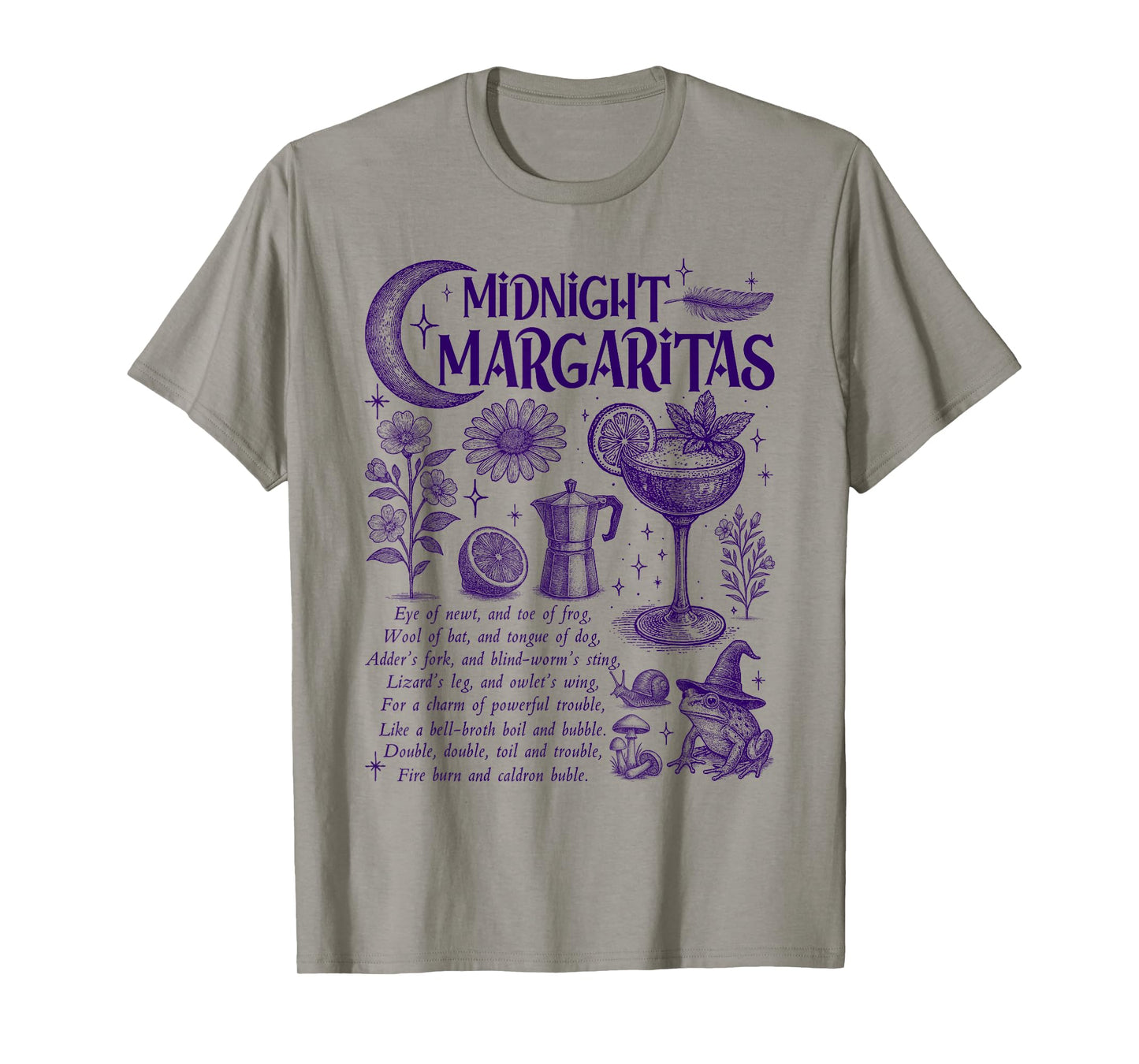 Funny Midnight Witch Margaritas Halloween Magical Cocktails T-Shirt