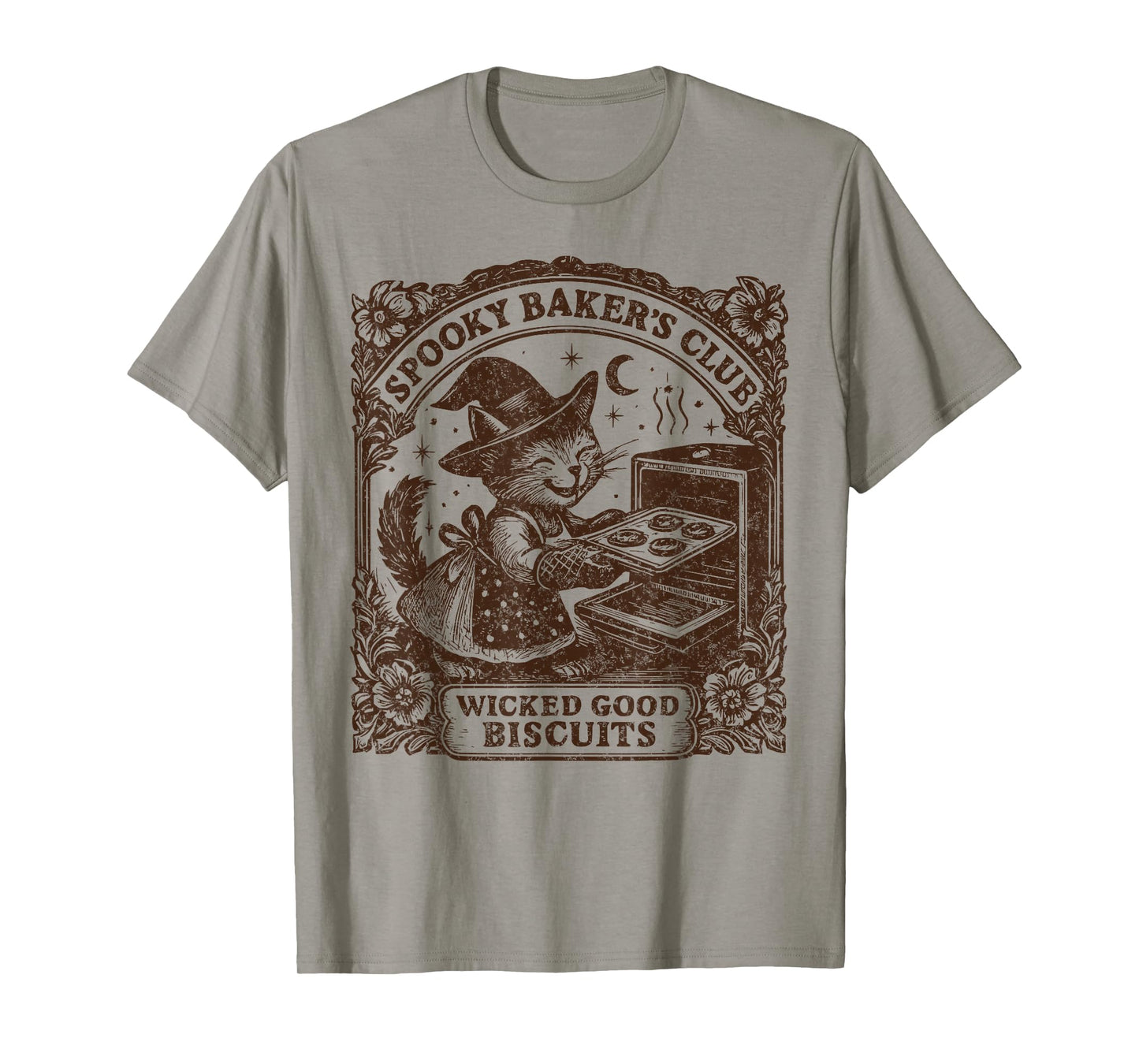 Spooky Baker's Club Cat, Cozy Halloween Cat Baking Biscuits T-Shirt