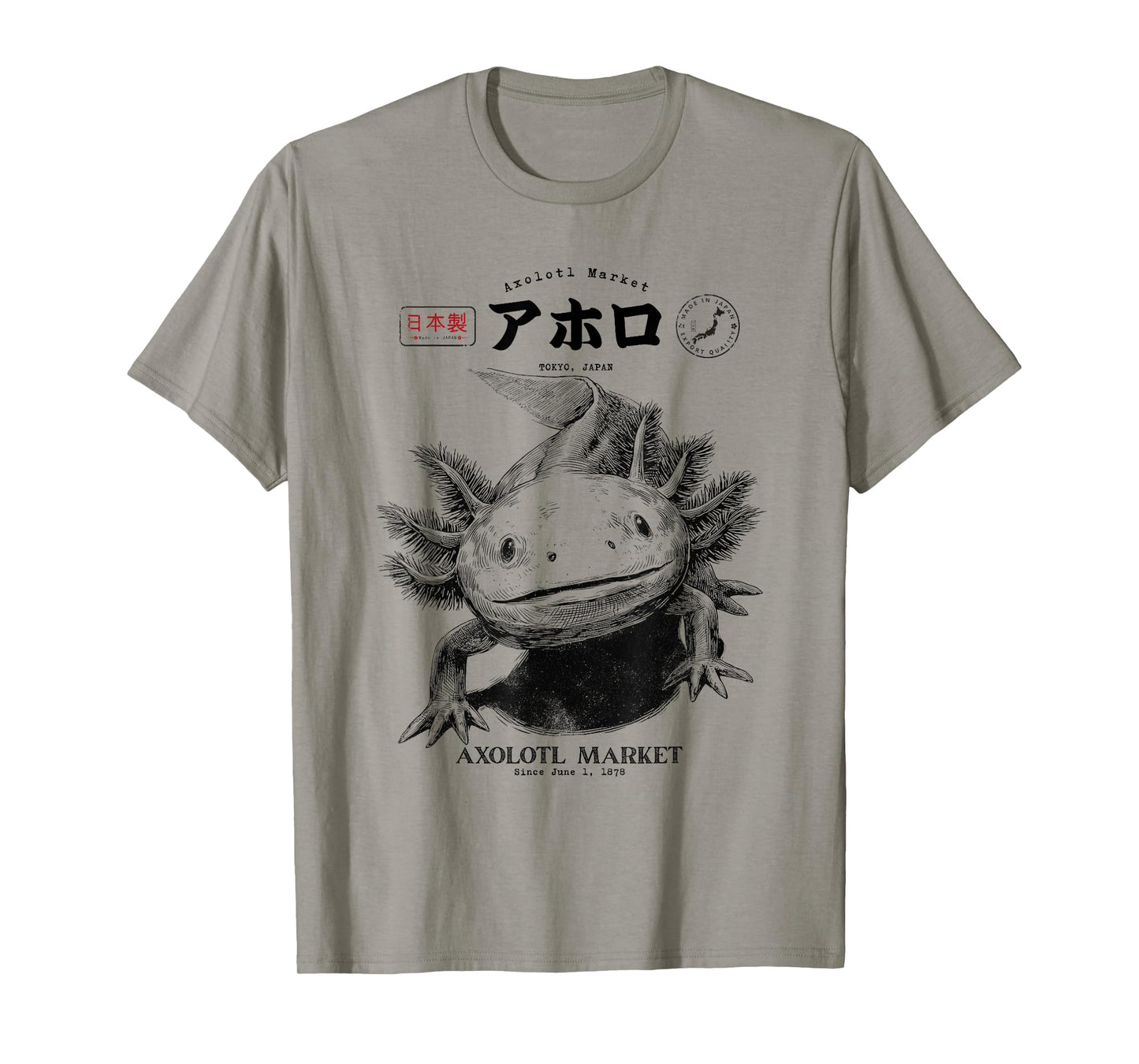Vintage Axolotl Market Japanese Tokyo Retro Animal T-Shirt