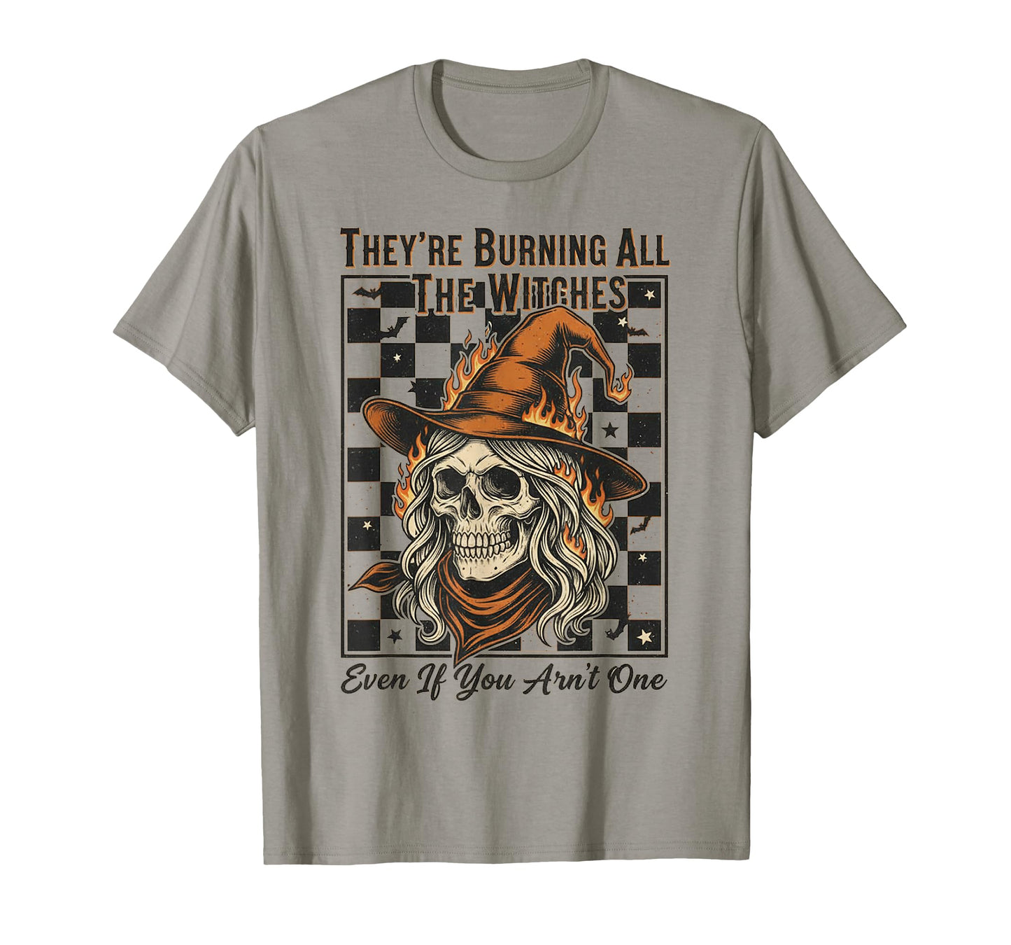 Skull Skeleton Halloween They're Burning All The Witches T-Shirt