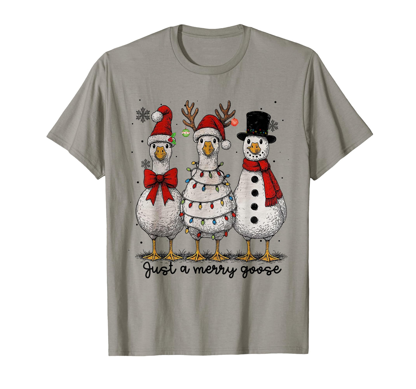 Vintage Christmas Silly Goose Santa Reindeer Men Women Kids T-Shirt