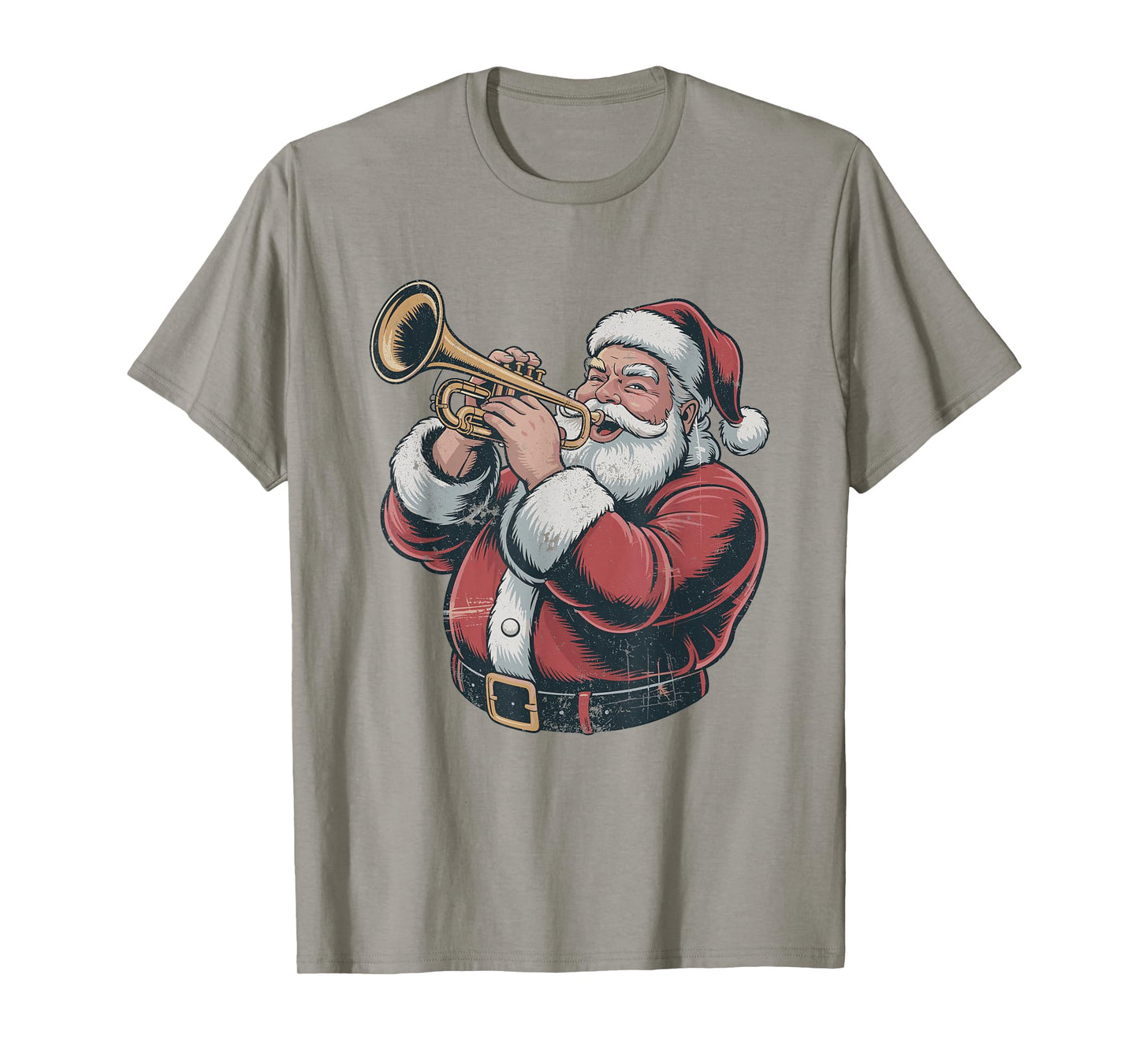 Vintage Santa Playing Trumpet Retro 90s Chrismas Holiday T-Shirt