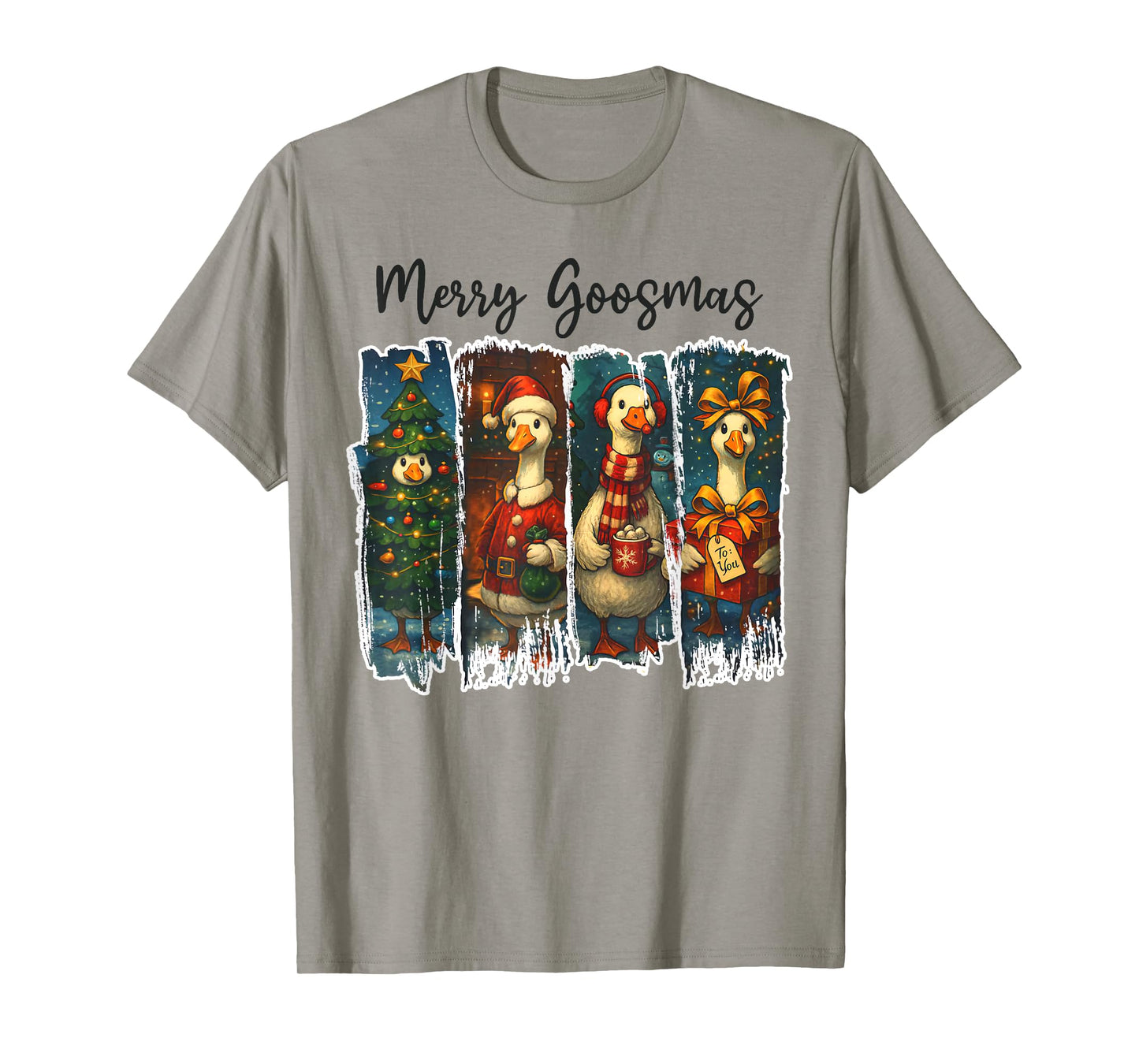 Funny Retro Merry Goosemas Christmas Silly Goose Xmas Lights T-Shirt