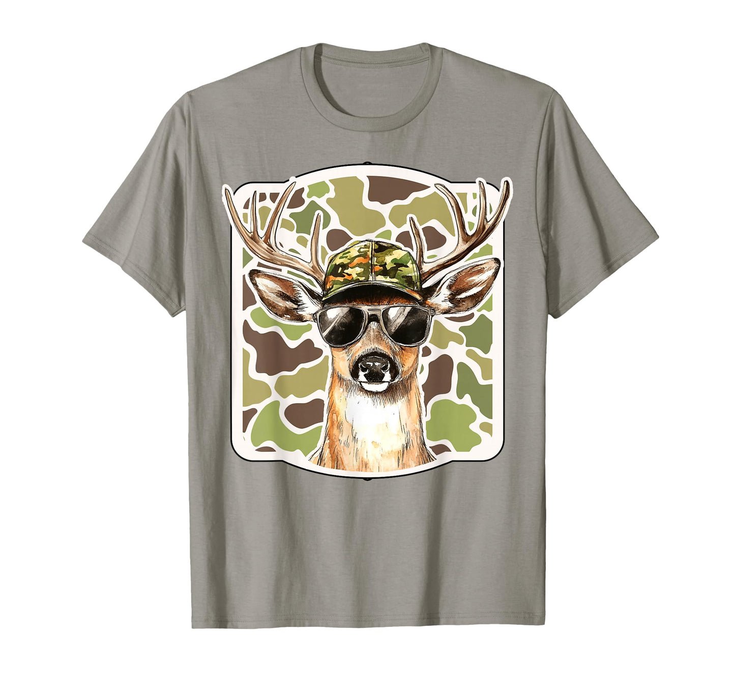 Camo Deer Head Buck Hunting Camouflage Hunter Boys Men Gift T-Shirt