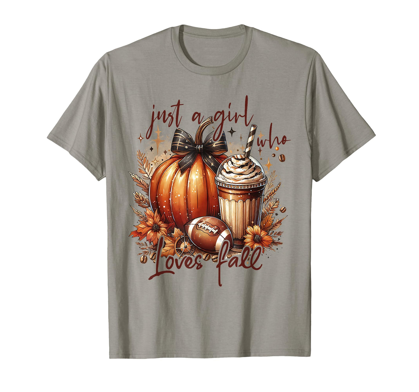 Just A Girl Who Loves Fall Pumpkin Football Cozy Autumn T-Shirt