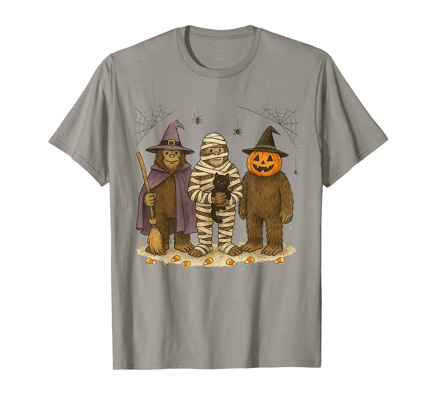 Funny Mummy Bigfoot Witch Hat Halloween Spooky Costumes Mens T-Shirt