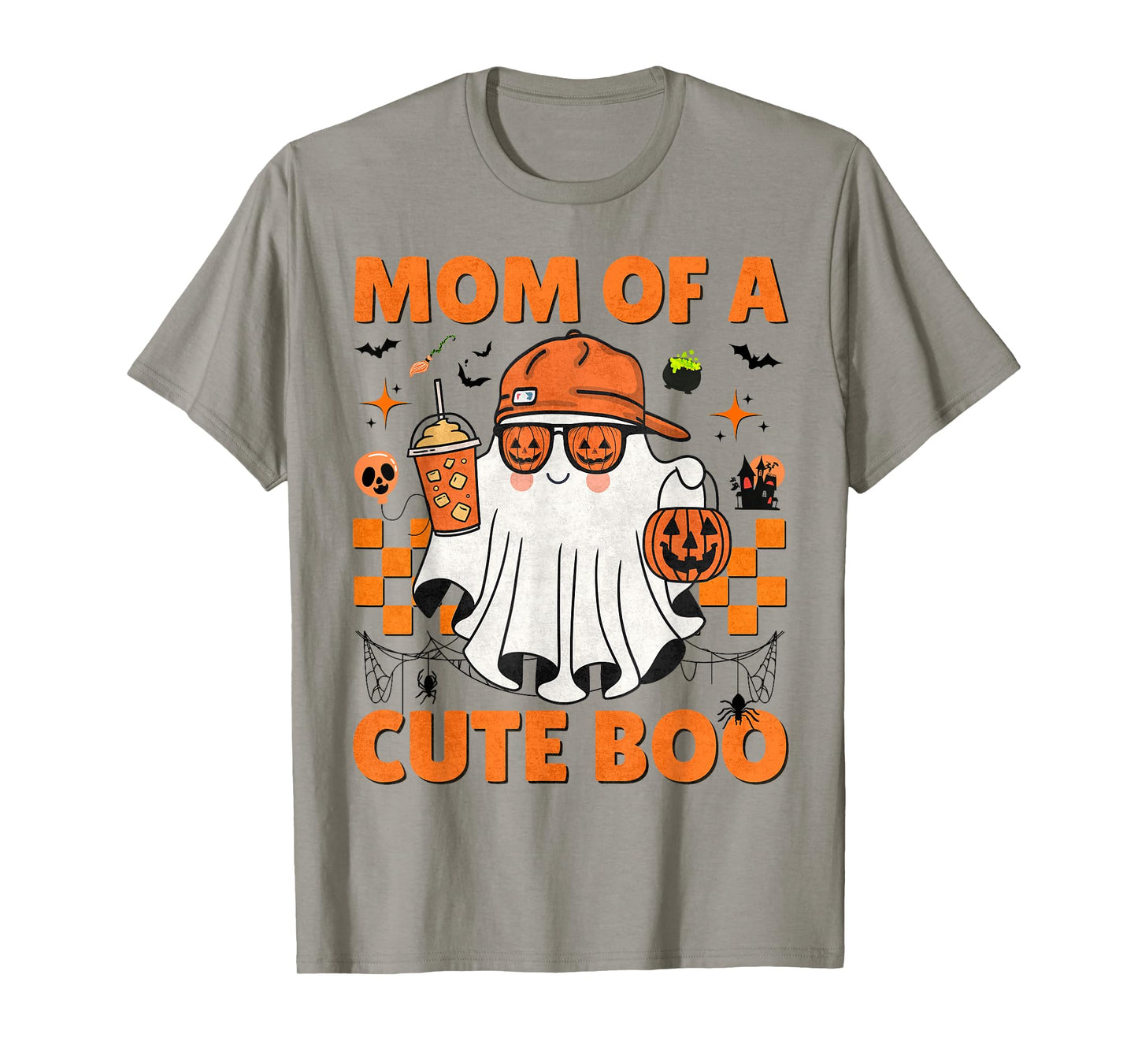 Funny Mom Halloween Boo Ghost Pumpkin Glasses Coffee Women T-Shirt