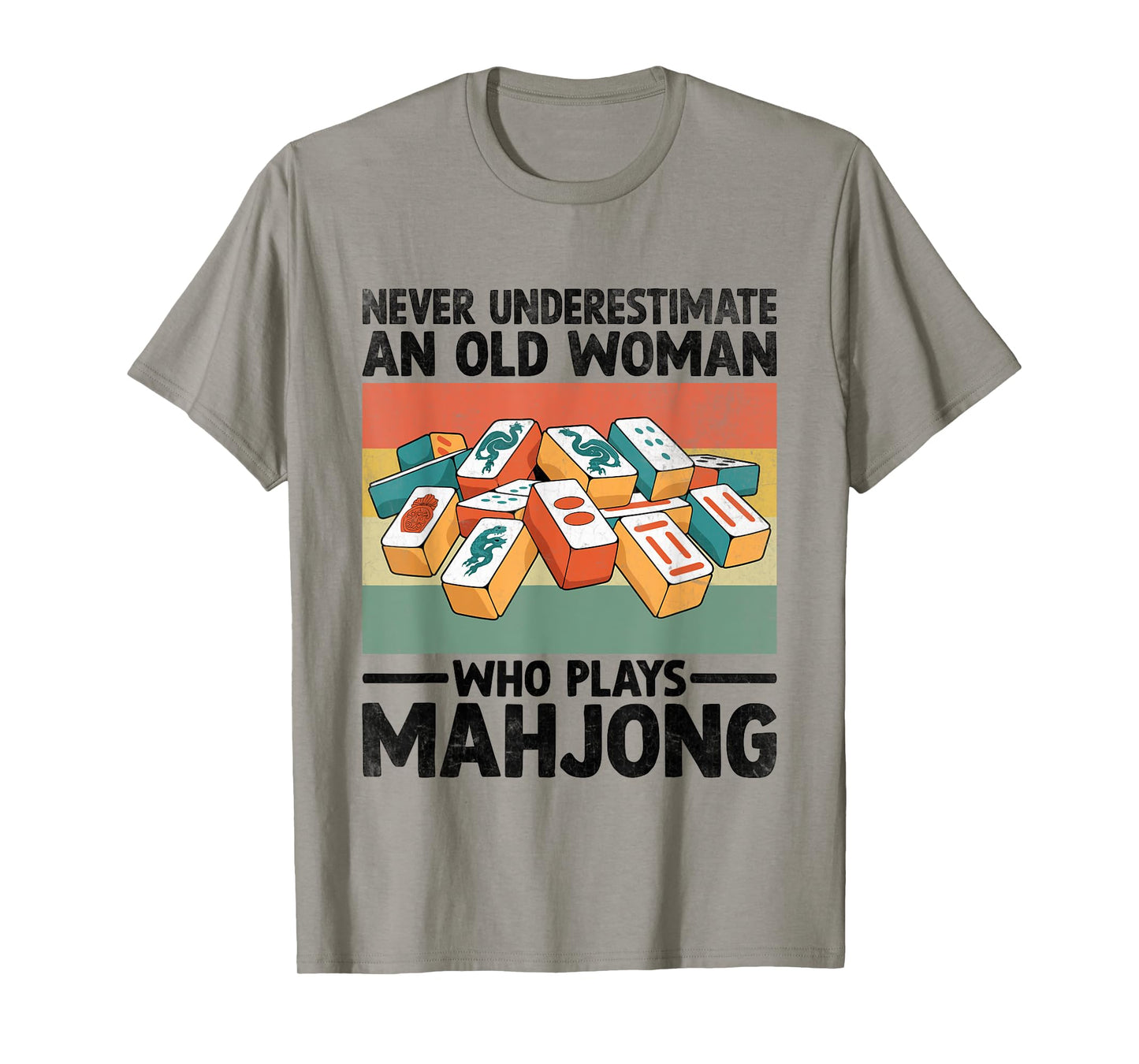 Never Underestimate An Old Woman Who Plays Mahjong Tile T-Shirt