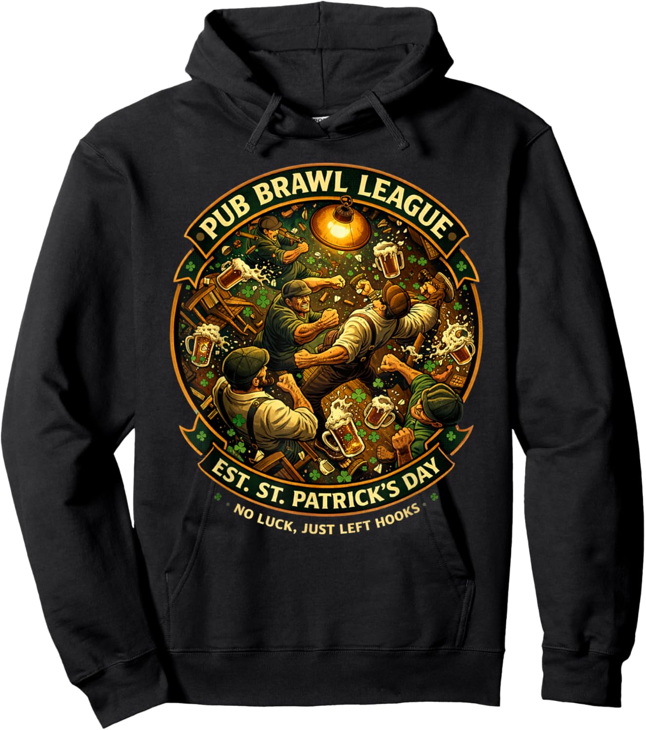 Pub Fight League St Patricks Day Bar Crawl Party T-Shirt - Hoodie | Black