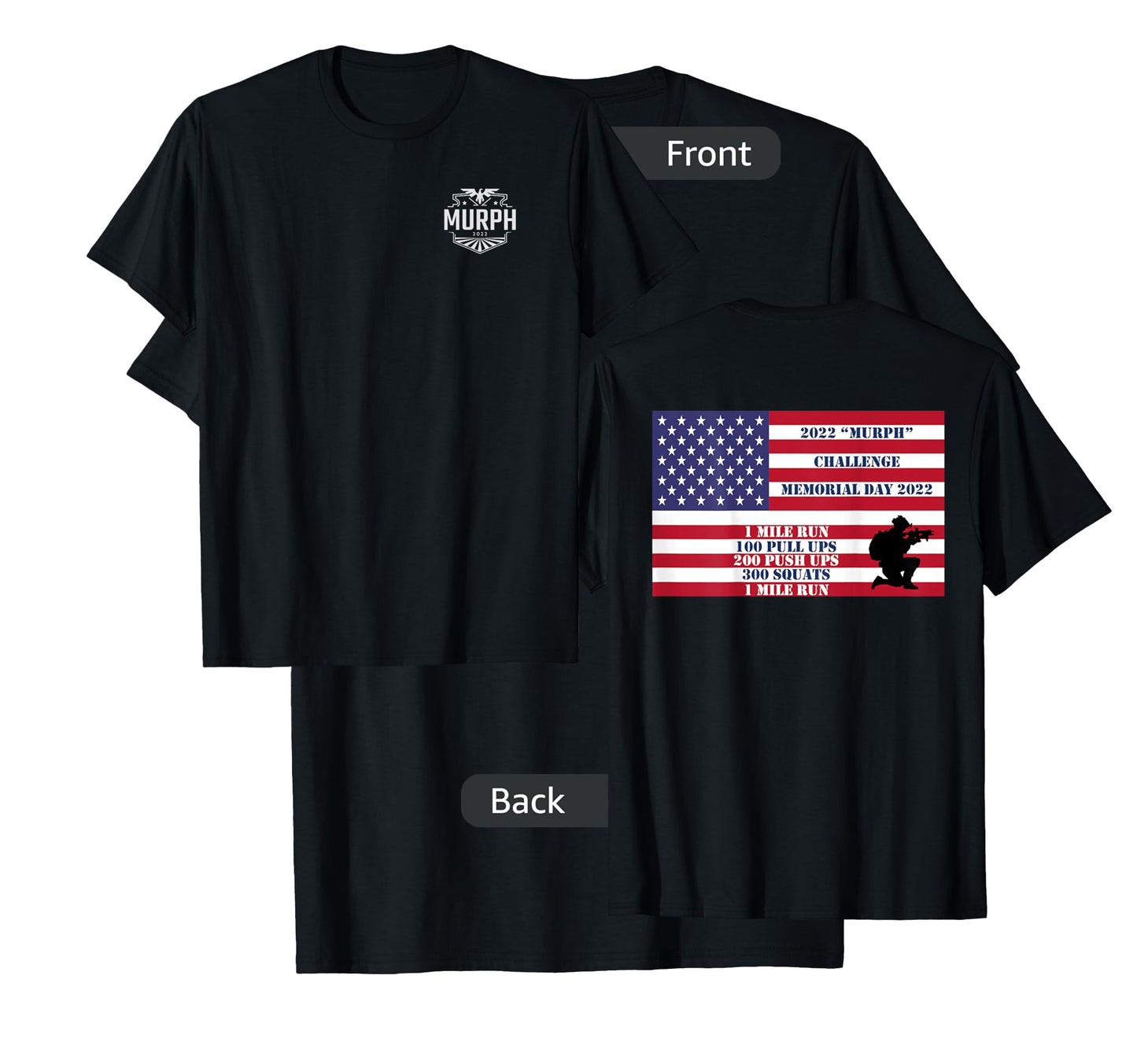 Murph Workout Challenge 2022 Memorial Day WOD T shirt back T-Shirt