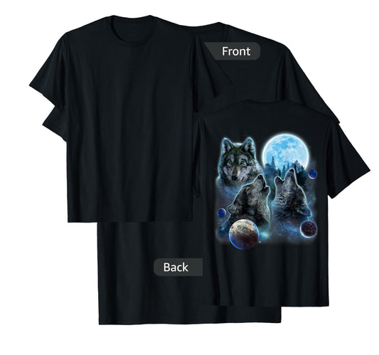 Three Wolf Howling and Moon T-Shirt