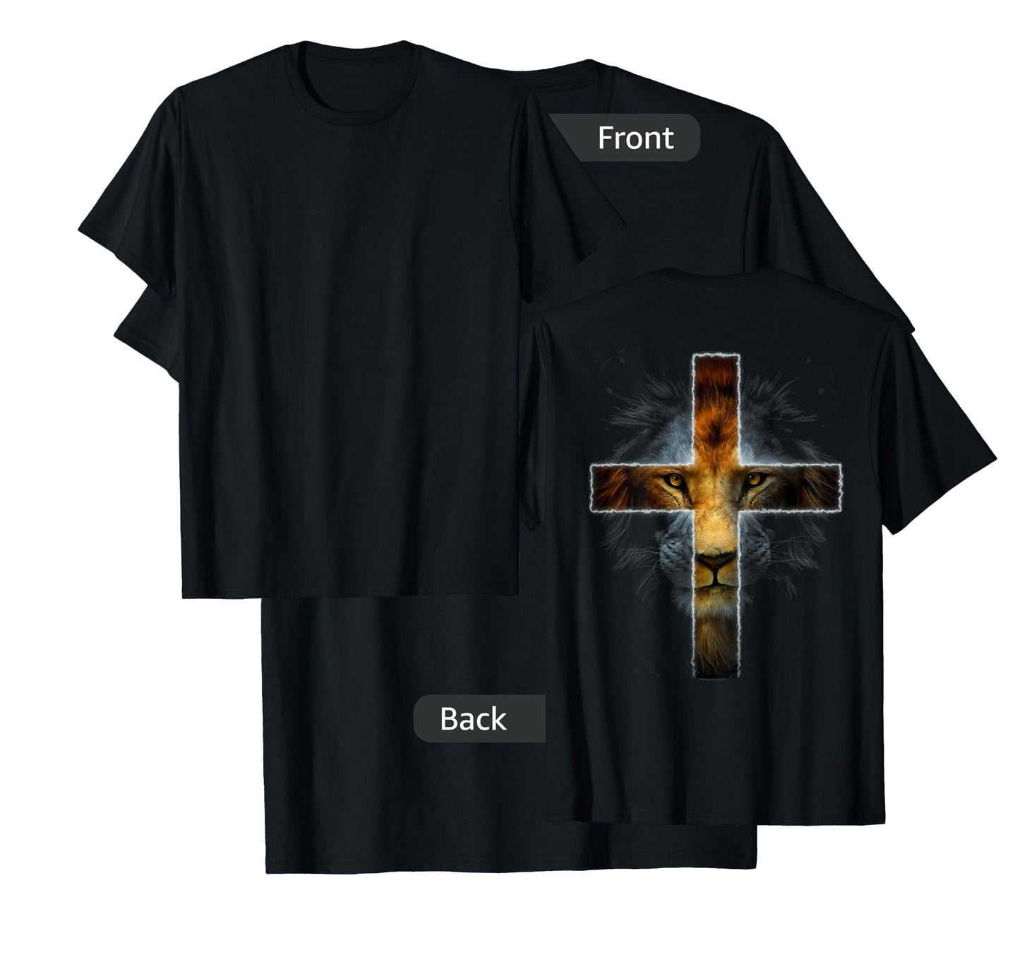 Christian Jesus Lion of Tribe Judah Cross Men Women ON BACK T-Shirt