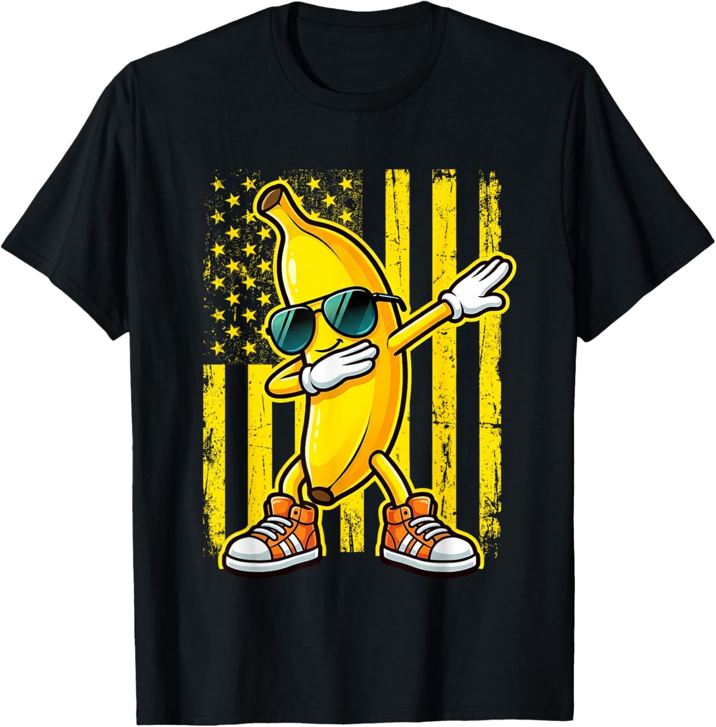 Dabbing Banana USA American Flag Patriotic Banana Lover Kids T-Shirt - T-Shirt | Black