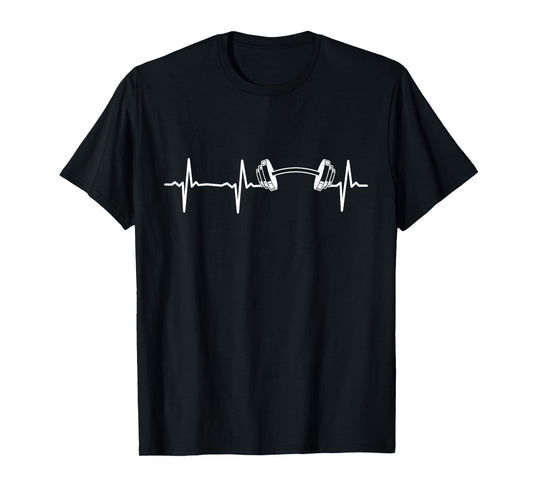 Bodybuilder Dumbbell Heartbeat Weightlifting Gym Fitness T-Shirt