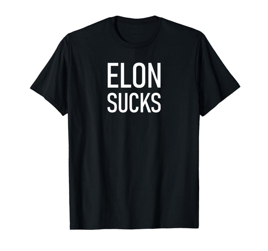 Elon Electric Car CEO Anti Elon Sucks Unisex-Adults T-Shirt Black Small Fun Elon Sucks Motif Lightweight