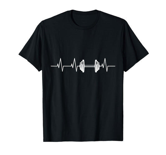 Fitness Heartbeat Dumbbell Heartline Bodybuilding T-Shirt