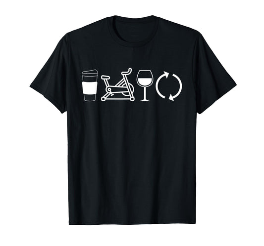 Coffee Spin Wine Repeat Funny Spinning Class Workout Gym T-Shirt