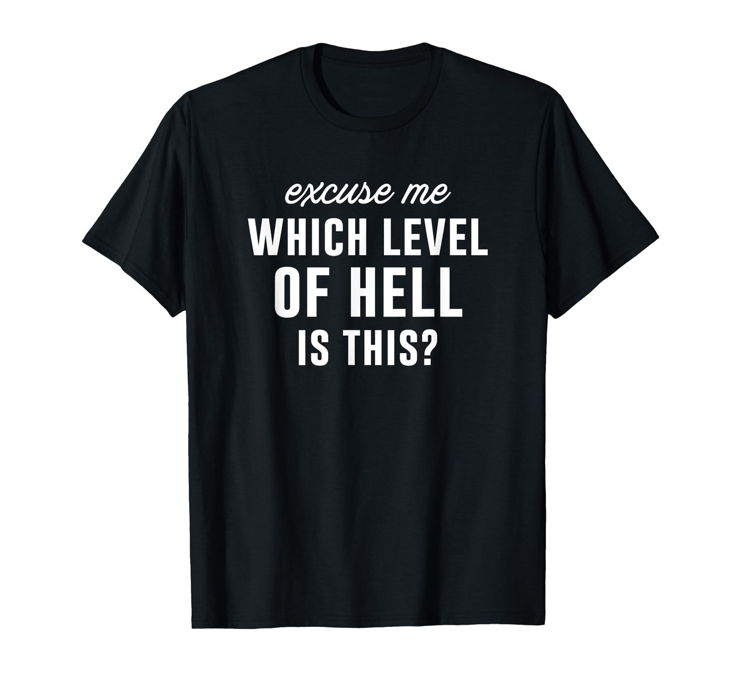 Excuse Me Which Level Of Hell Is This? Sarcastic Graphic T-Shirt