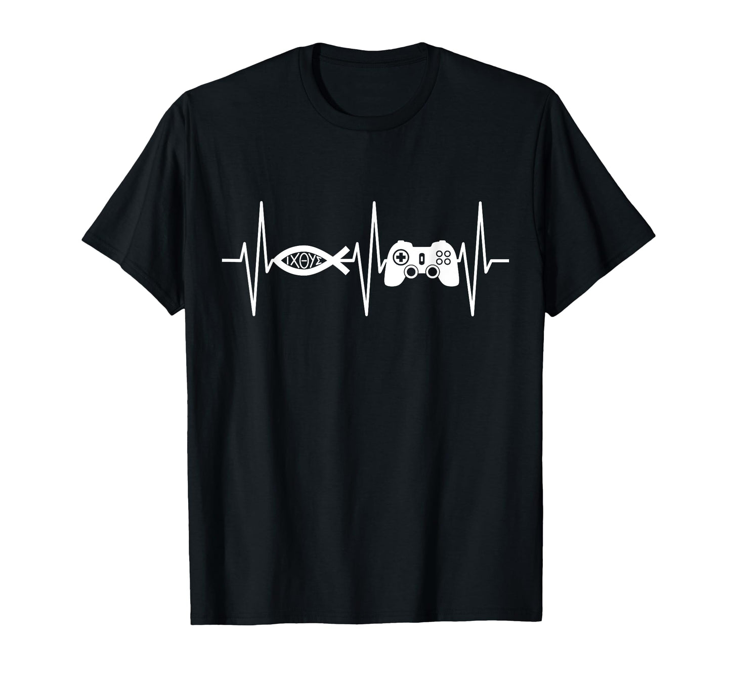Christian Gamer Shirt Video Gaming Ichthys Jesus Fish Symbol T-Shirt