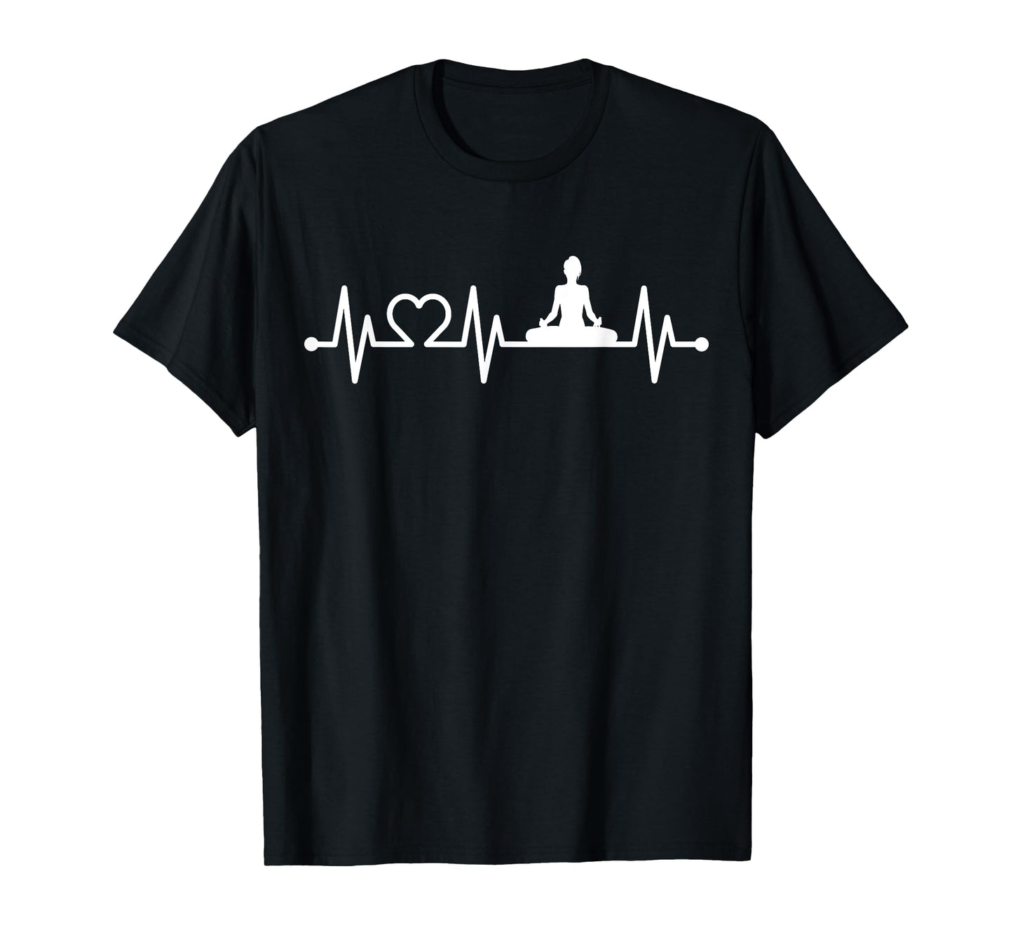 EKG Heartbeat Yoga with Heart Lotus Seat Padmasana Pulse T-Shirt
