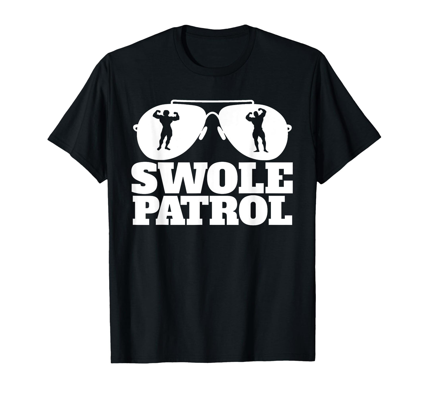 Miftees Swole Tees Swole Patrol Funny Weightlifting T-Shirt - Black, Unisex-Adults, Small, Short Sleeve, Classic Fit, Cotton 60% Polyester 40%