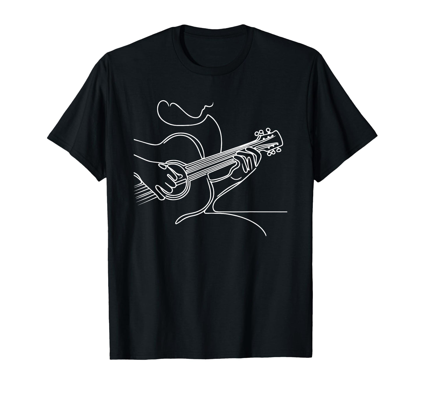 Acoustic Guitar Line Art - Minimalist Graphic Guitarist T-Shirt