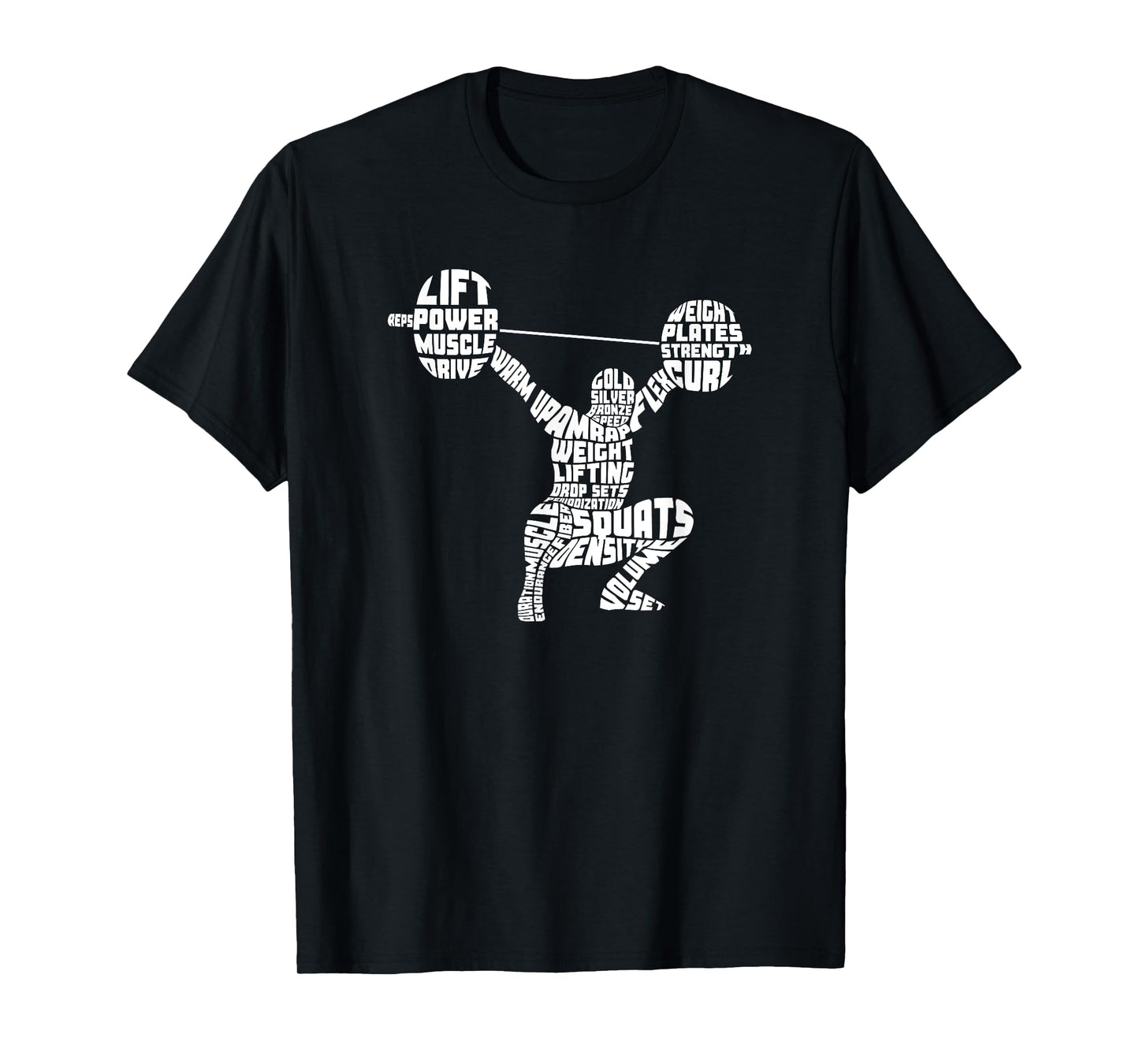 Weightlifting Typography Fitness Gym Word Art T-Shirt