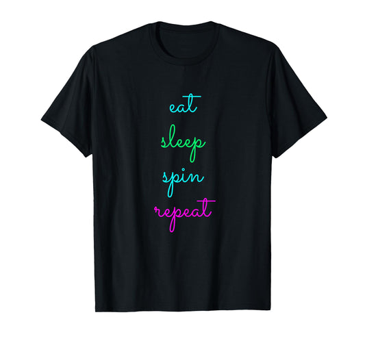 Eat Sleep Spin Repeat Funny Spinning Class Cycling Workout T-Shirt