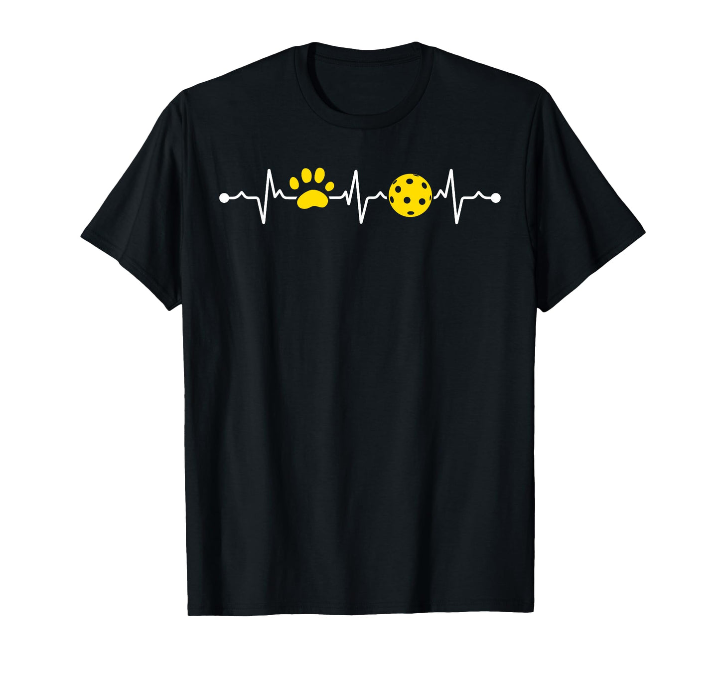 Funny Pickleball Player Heartbeat Dog Paw Heartbeat T-Shirt for Men Women Girls Kids