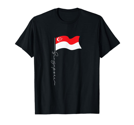 Singapore Signature Flag Pole - Patriotic Singaporean Flag T-Shirt