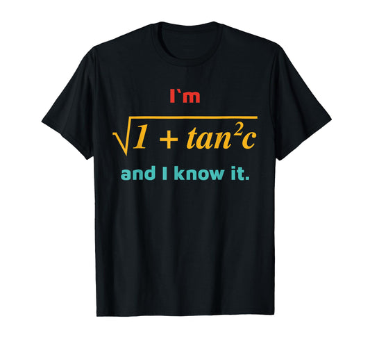I'm 1 + Tan 2 C And I Know It Funny Math Vintage Design T-Shirt
