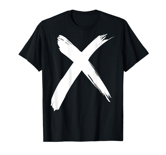 X Symbol Brush Strokes T-Shirt Back Print