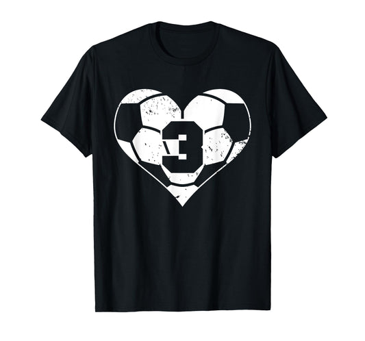 Soccer Number 3 Jersey Funny Soccer Heart Game Day T-Shirt
