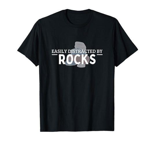 Easily Distracted By Rocks Funny Vintage Rock Collector T-Shirt