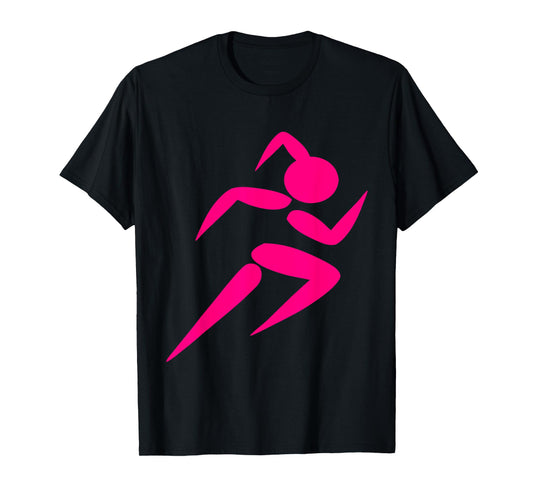 Running Girl T-Shirt Athletic Gym Track & Field Graphic Tee T-Shirt