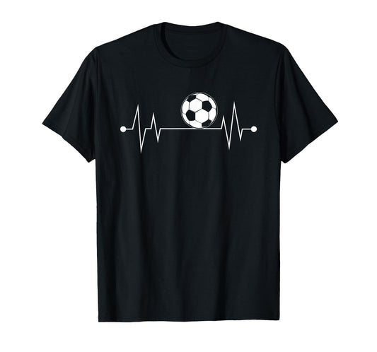 Heartbeat Soccer Ball Funny EKG Football Gift Men Women Kids T-Shirt