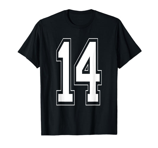 Number 14 TShirt Baseball Football Soccer Numbered Jersey T-Shirt