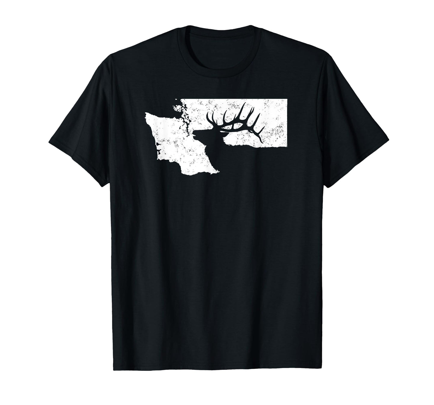 Washington Elk Hunting T Shirt - Bull Elk State Shape Tshirt T-Shirt