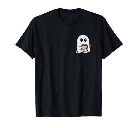 Ghost Drinking Coffee Funny Halloween Costume Coffee Lover T-Shirt