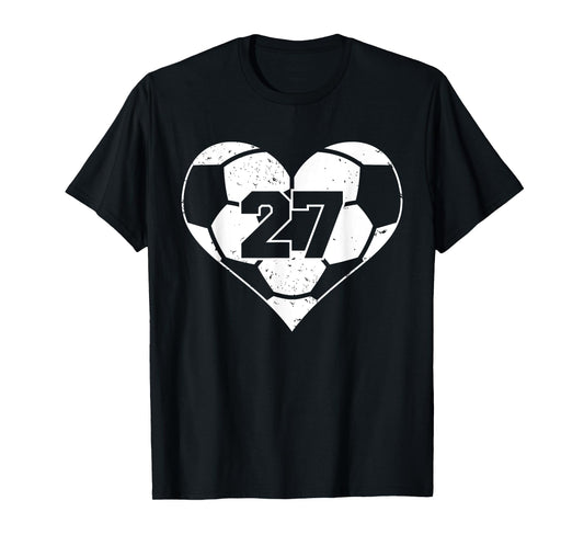 Soccer Number 27 Jersey Funny Soccer Heart Game Day T-Shirt