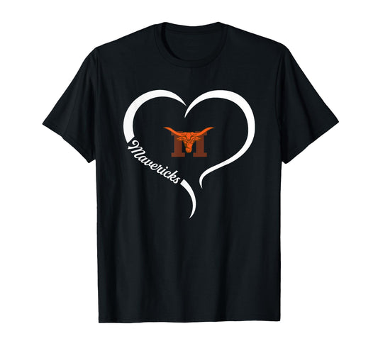 Mauldin Mavericks Logo Half Heart Slogan HS T-Shirt