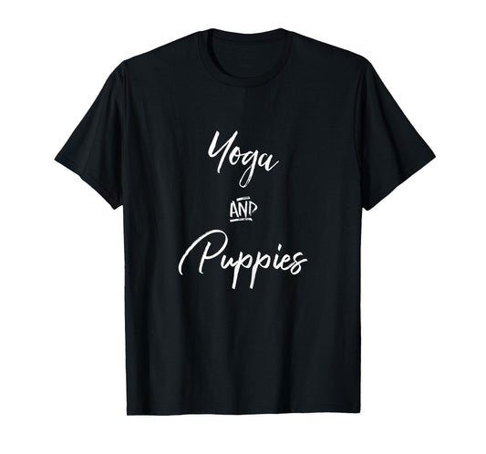 Yoga and Puppies Shirt,Namastay At Home with My Dog Lovers T-Shirt for Women