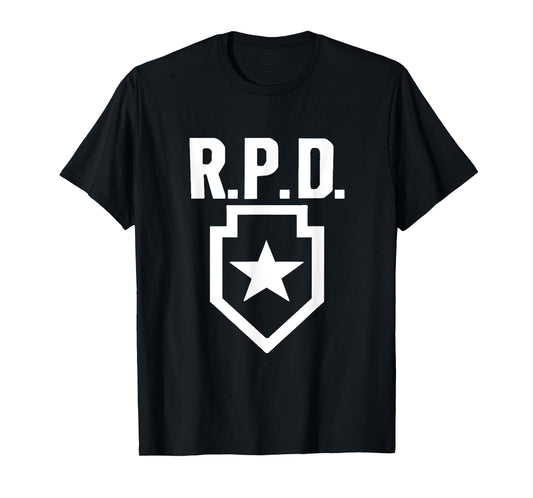 Classic Videogame T-Shirts Racoon City RPD Logo T-Shirt, Small, Black