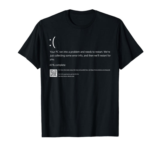 Funny Windows Error Blue Screen Halloween Costume, Tech Nerd T-Shirt