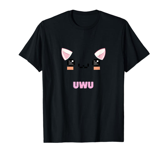 Kawaii Gamer Girl UwU with Cat Design T-Shirt