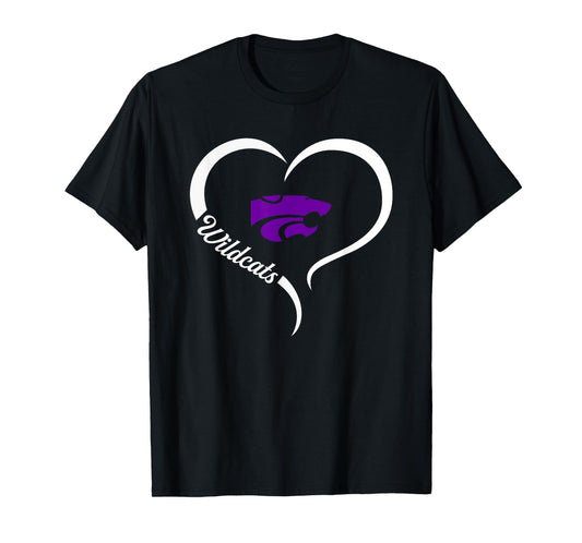 Clovis Wildcats Logo Half Heart Slogan HS T-Shirt