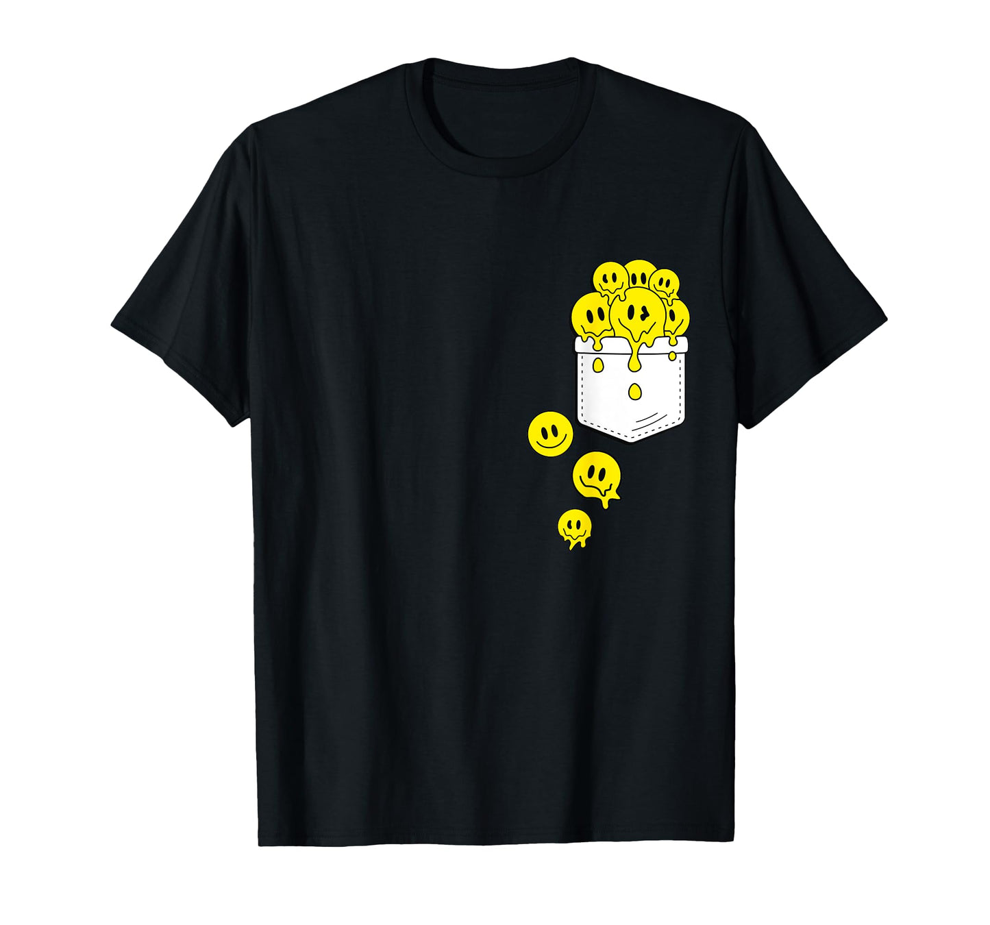 Pocket Yellow Smile Faces Melting Happiness Graphic Designs T-Shirt