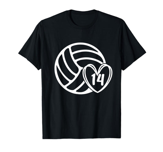 Volleyball Player #14 Volleyball Mom Dad Number 14 T-Shirt