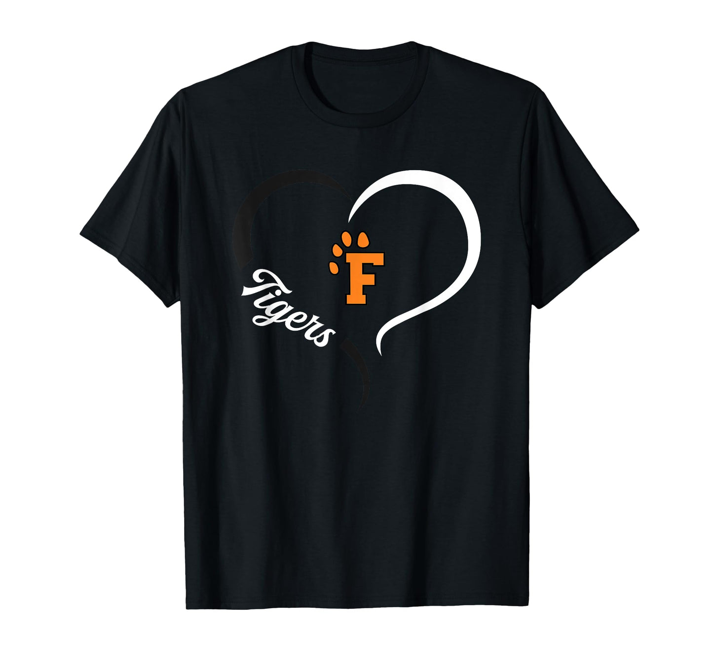 Fenton Tigers Logo Half Heart Slogan HS T-Shirt